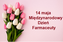 Różowa kartka z tulipanami 14 maja